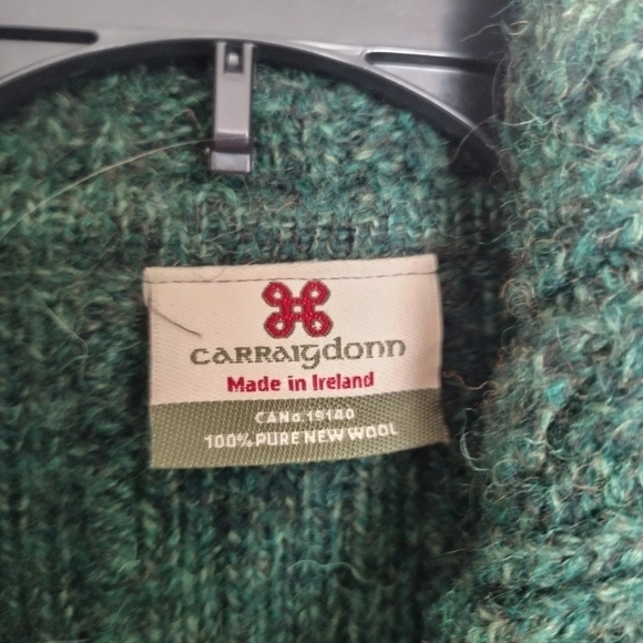 CarraigDonn Womens Knit Long Sweater Cardigan Cable Button Green Ireland Sz Xl - Picture 5 of 9